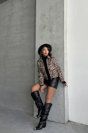 Leopard Pattern Cachet Coat - Topshow - Globality Store - Women Clothes Wholesale Turkey