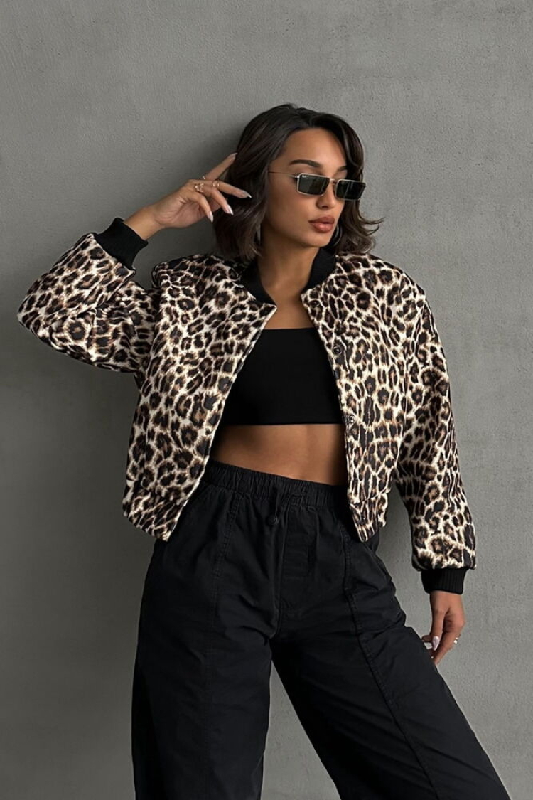 Leopard Pattern Cachet Coat - Topshow - Globality Store - Women Clothes Wholesale Turkey