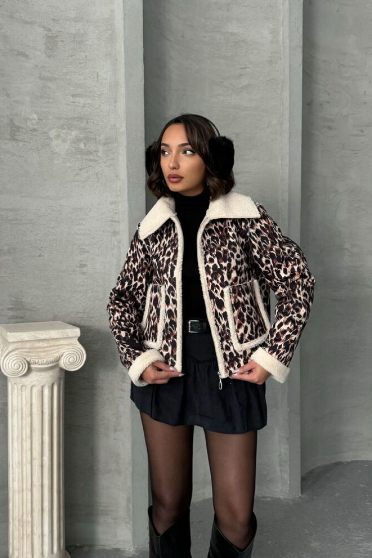 Leopard Patterned Plush Wholesale Coat