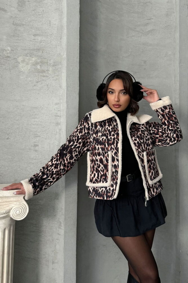 Leopard Patterned Plush Wholesale Coat - Topshow - Globality Store - Women Clothes Wholesale Turkey