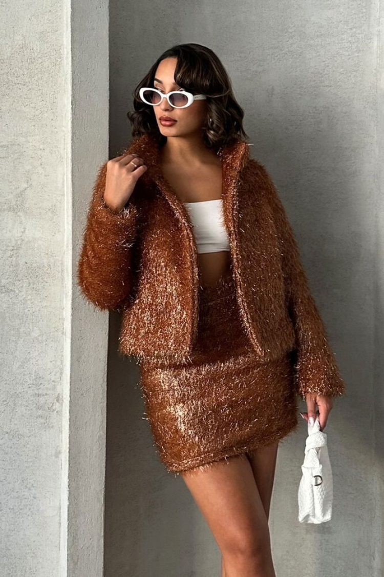 Glittery Fringed Coat - Topshow - Globality Store - Women Clothes Wholesale Turkey