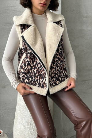 Leopard Print Plush Vest - Topshow - Globality Store - Women Clothes Wholesale Turkey