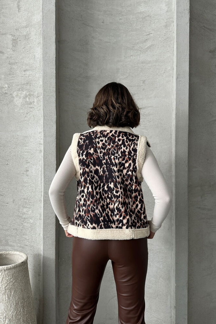 Leopard Print Plush Vest