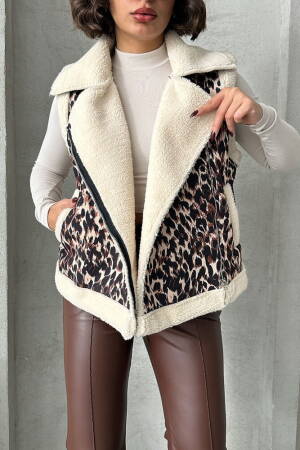 Leopard Print Plush Vest - Topshow - Globality Store - Women Clothes Wholesale Turkey
