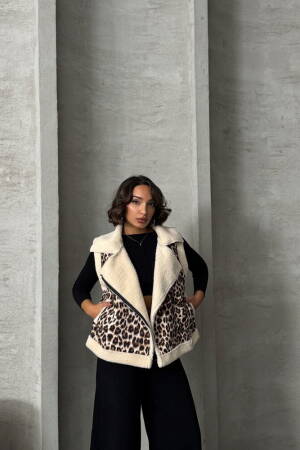 Leopard Print Plush Vest - Topshow - Globality Store - Women Clothes Wholesale Turkey
