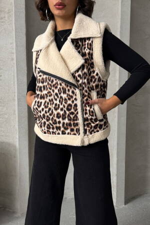 Leopard Print Plush Vest - Topshow - Globality Store - Women Clothes Wholesale Turkey