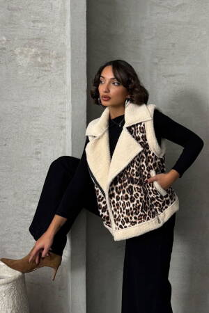 Leopard Print Plush Vest - Topshow - Globality Store - Women Clothes Wholesale Turkey