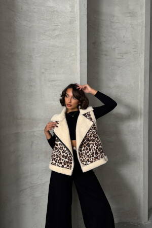 Leopard Print Plush Vest - Topshow - Globality Store - Women Clothes Wholesale Turkey