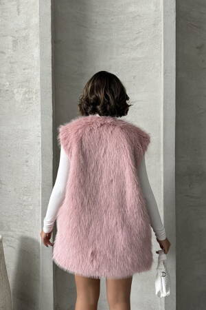 Furry Vest - Powder - Topshow - Globality Store - Women Clothes Wholesale Turkey