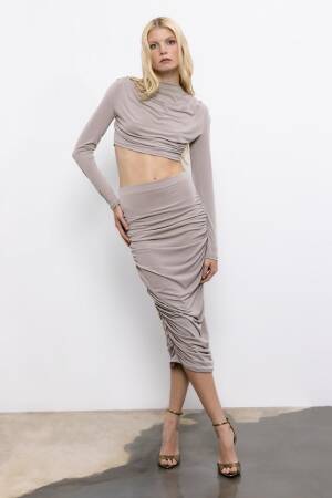 Draped Midi Pencil Skirt - BSL - Globality Store - Women Clothes Wholesale Turkey