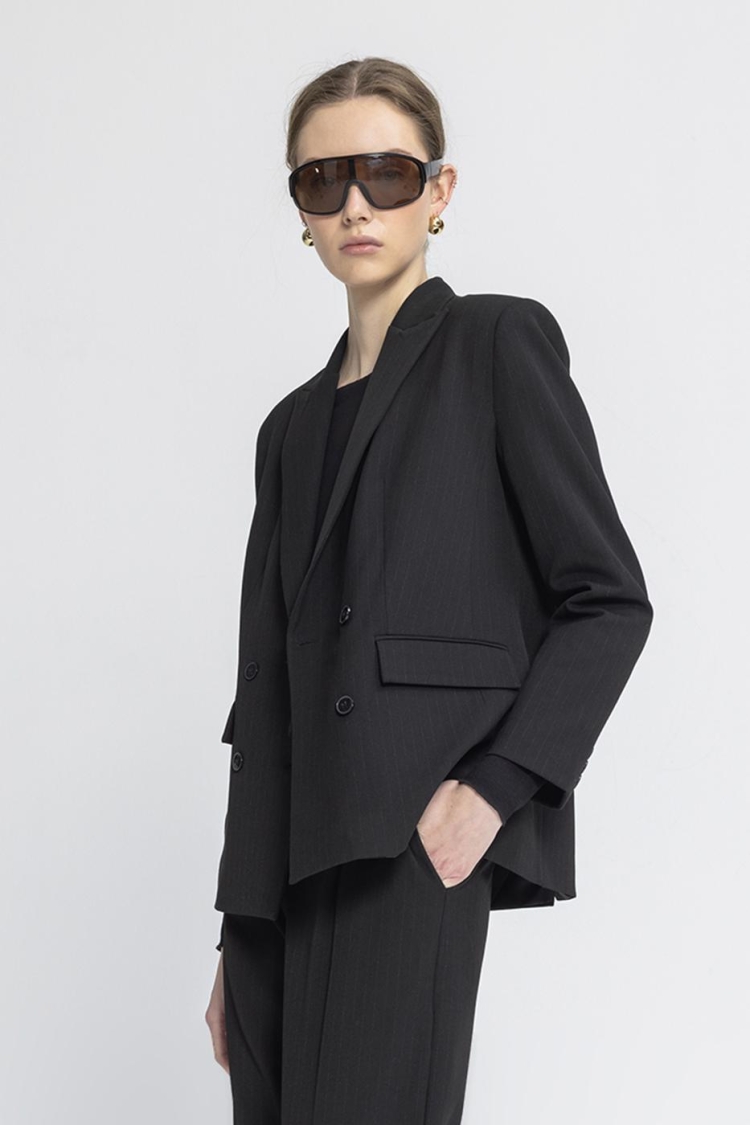 Double-breasted Blazer Jacket - Black - BSL - Globality Store - Women Clothes Wholesale Turkey