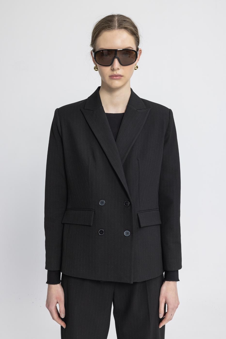 Double-breasted Blazer Jacket - Black