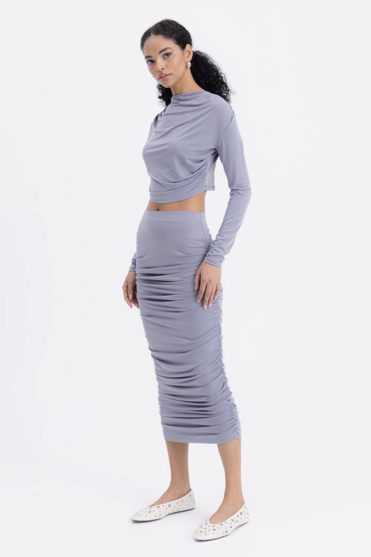 Draped Midi Pencil Skirt