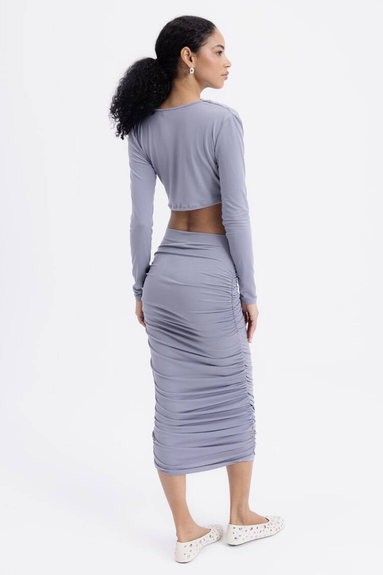 Draped Midi Pencil Skirt