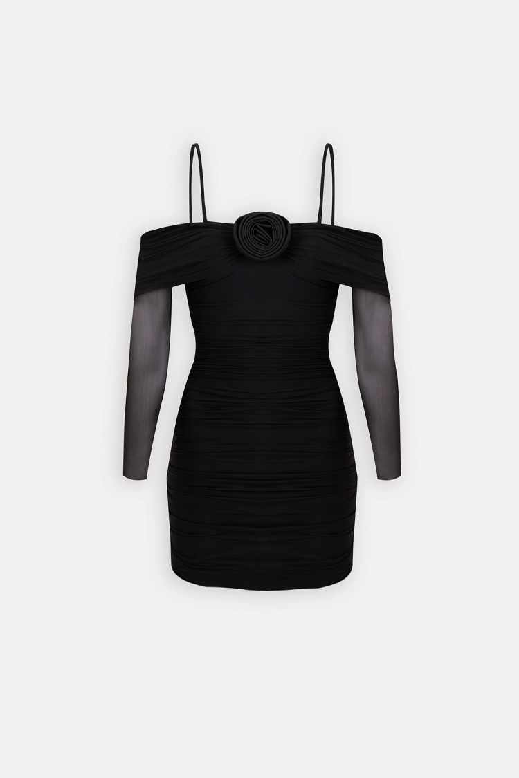 Strappy Rose Detail Dress - EYYO ATELIER - Globality Store - Women Clothes Wholesale Turkey