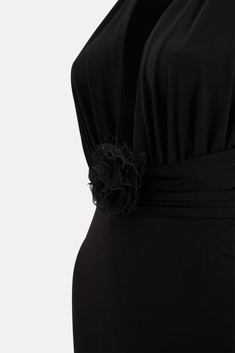 Rose Detail Mini Dress - EYYO ATELIER - Globality Store - Women Clothes Wholesale Turkey