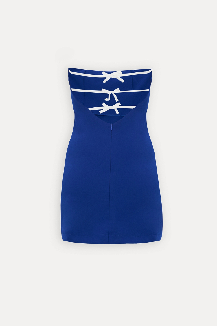 Strapless Mini Dress - Sax