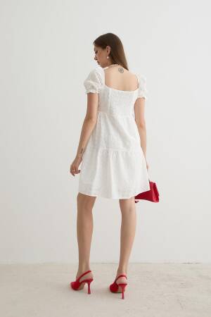 Women's Back Gipe Detailed Lace Dress White - Levure - Globality Store - Women Clothes Wholesale Turkey