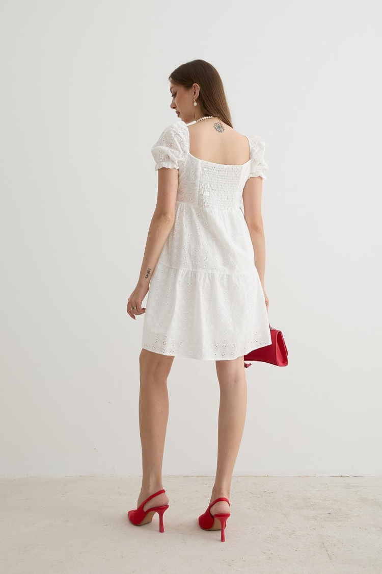 Women's Back Gipe Detailed Lace Dress White