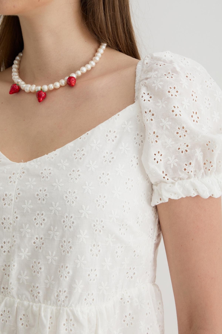 Women's Back Gipe Detailed Lace Dress White