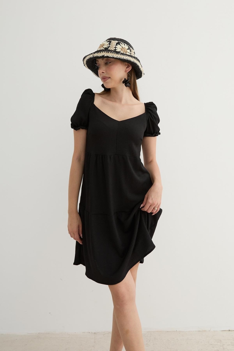 Watermelon Sleeve Detailed Short Dress
