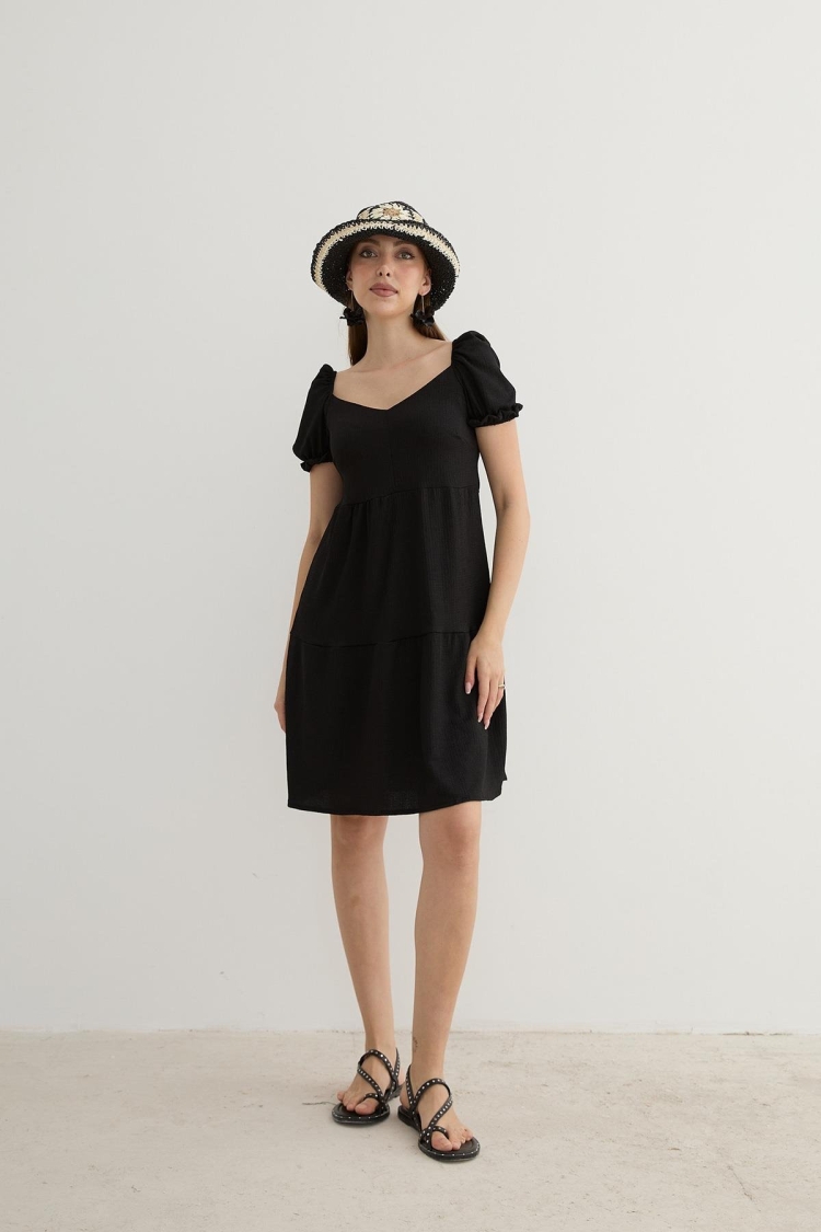 Watermelon Sleeve Detailed Short Dress - Levure - Globality Store - Women Clothes Wholesale Turkey