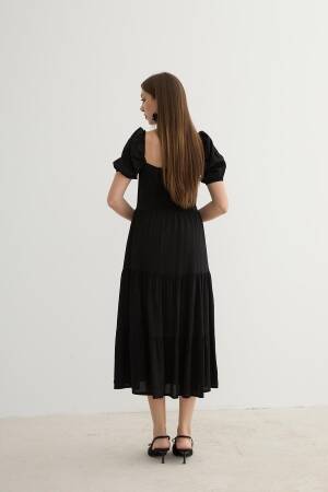 Women's Short Sleeve Button Detailed Midi Dress - Levure - Globality Store - Women Clothes Wholesale Turkey