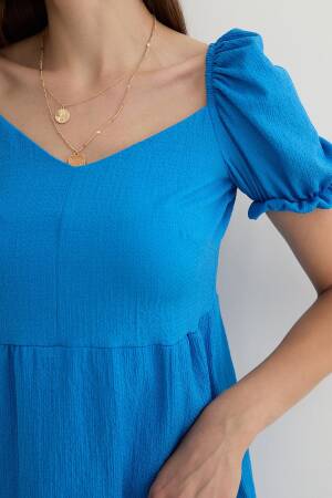 Watermelon Sleeve Detailed Short Dress Saks - Levure - Globality Store - Women Clothes Wholesale Turkey