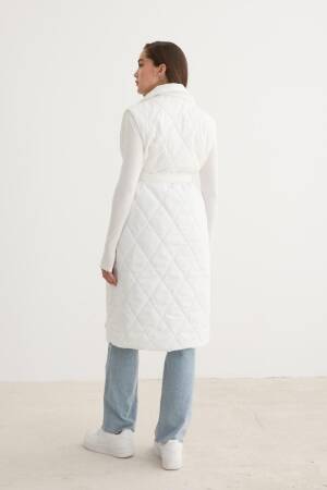 Quilted Vest With Button Front And Waist Belt Detail - Levure - Globality Store - Women Clothes Wholesale Turkey