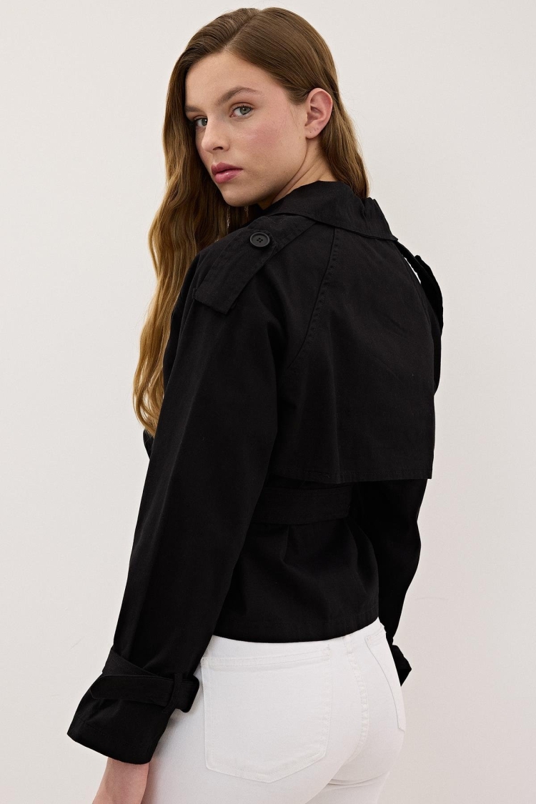 Button Detailed Gabardine Trench Coat - Levure - Globality Store - Women Clothes Wholesale Turkey
