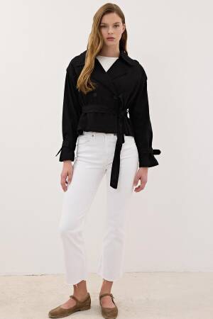 Button Detailed Gabardine Trench Coat - Levure - Globality Store - Women Clothes Wholesale Turkey