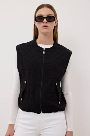 Women's Snap Detail Zipper Patterned Vest - Levure - Globality Store - Women Clothes Wholesale Turkey
