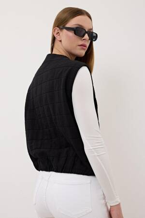 Women's Snap Detail Zipper Patterned Vest - Levure - Globality Store - Women Clothes Wholesale Turkey