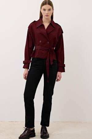 Button Detailed Gabardine Trench Coat - Levure - Globality Store - Women Clothes Wholesale Turkey