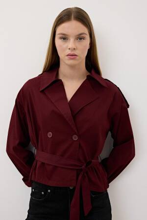 Button Detailed Gabardine Trench Coat - Levure - Globality Store - Women Clothes Wholesale Turkey