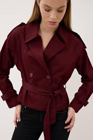 Button Detailed Gabardine Trench Coat - Levure - Globality Store - Women Clothes Wholesale Turkey