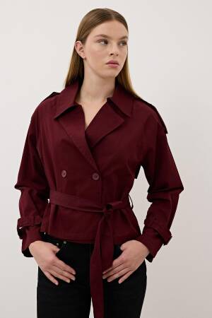 Button Detailed Gabardine Trench Coat - Levure - Globality Store - Women Clothes Wholesale Turkey