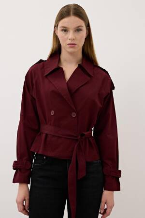 Button Detailed Gabardine Trench Coat - Levure - Globality Store - Women Clothes Wholesale Turkey