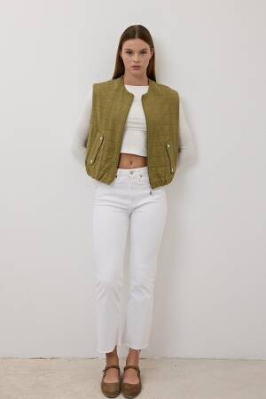 Women's Snap Detail Zipper Patterned Vest - Levure - Globality Store - Women Clothes Wholesale Turkey