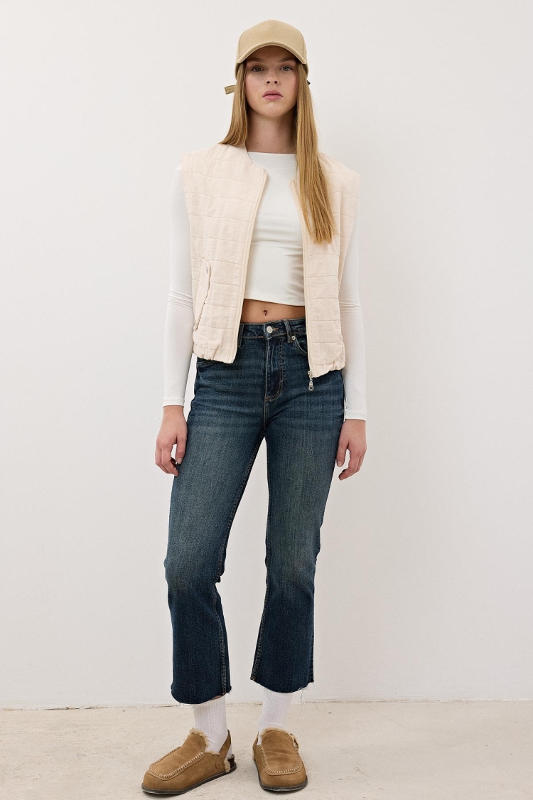 Women's Snap Detail Zipper Patterned Vest