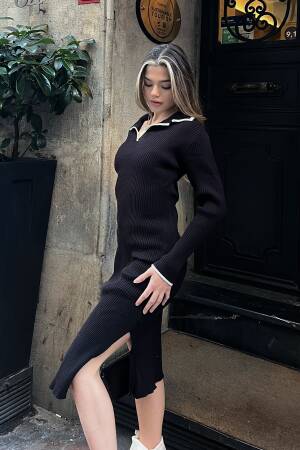 Polo Neck Knit Midi Dress - La & Vetta - Globality Store - Women Clothes Wholesale Turkey