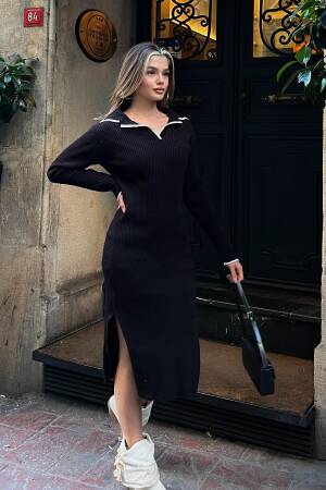 Polo Neck Knit Midi Dress - La & Vetta - Globality Store - Women Clothes Wholesale Turkey