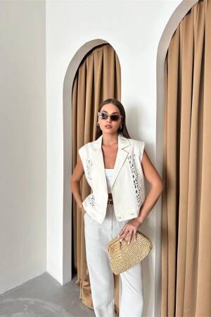 Lace Detail Gabardine Vest - Ello - Globality Store - Women Clothes Wholesale Turkey