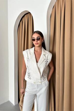 Lace Detail Gabardine Vest - Ello - Globality Store - Women Clothes Wholesale Turkey