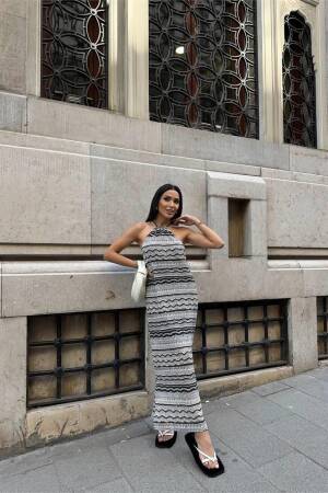 Fishnet Lace Halter Dress - Black - Ello - Globality Store - Women Clothes Wholesale Turkey