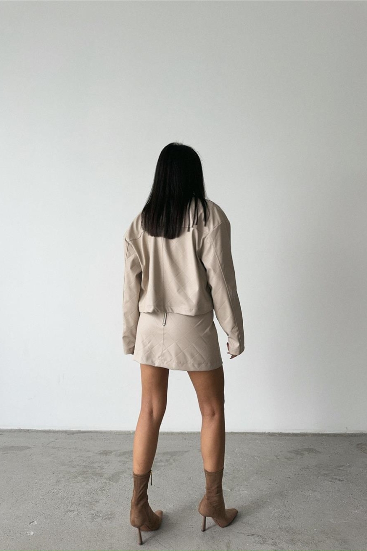 Zipper Detail Quilted Leather Jacket
