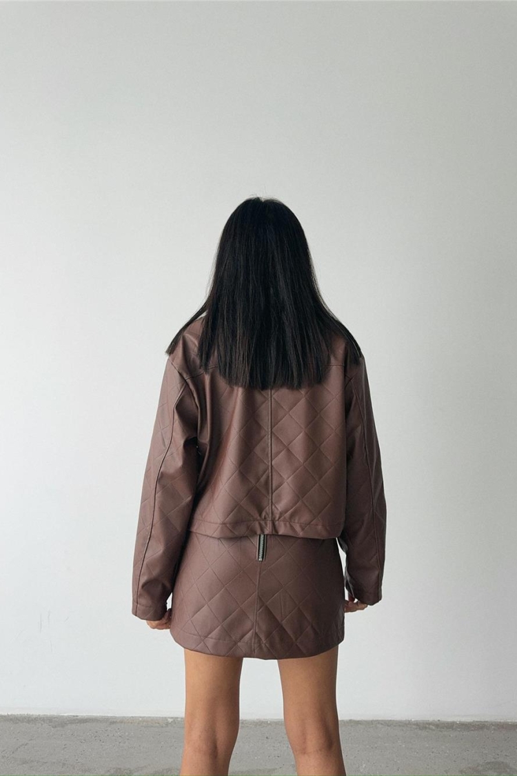 Zipper Detail Quilted Leather Jacket