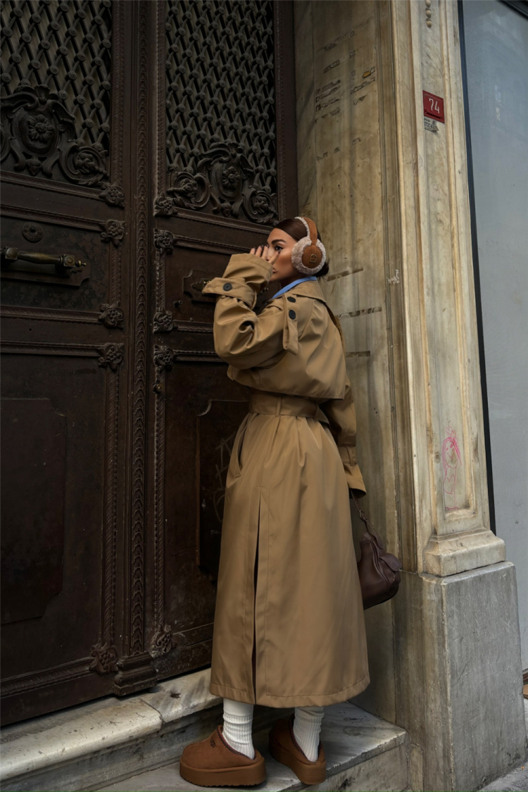 Side Slit Detail Trench Coat