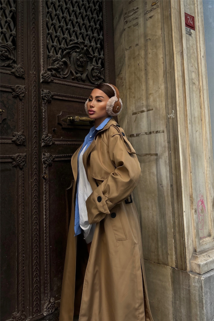 Side Slit Detail Trench Coat