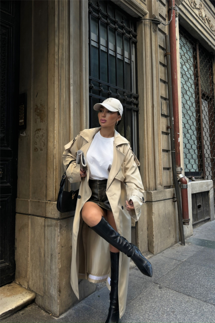 Side Slit Detail Trench Coat
